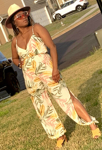 Tropical Print Jumpsuit 