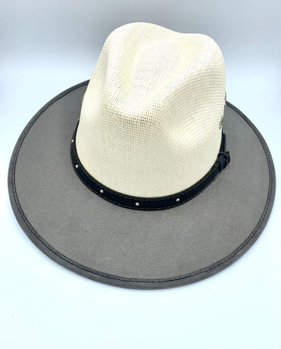 2Toned Drip Wide Brim Fedora Hat 