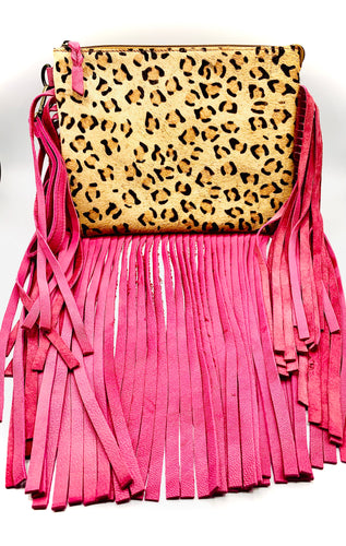 Animal Print Fringe Bag 