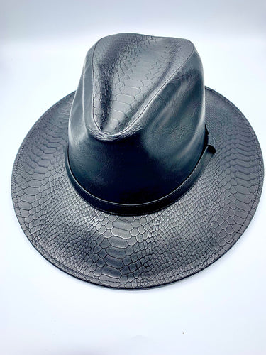 Black Croc Fedora Hat 