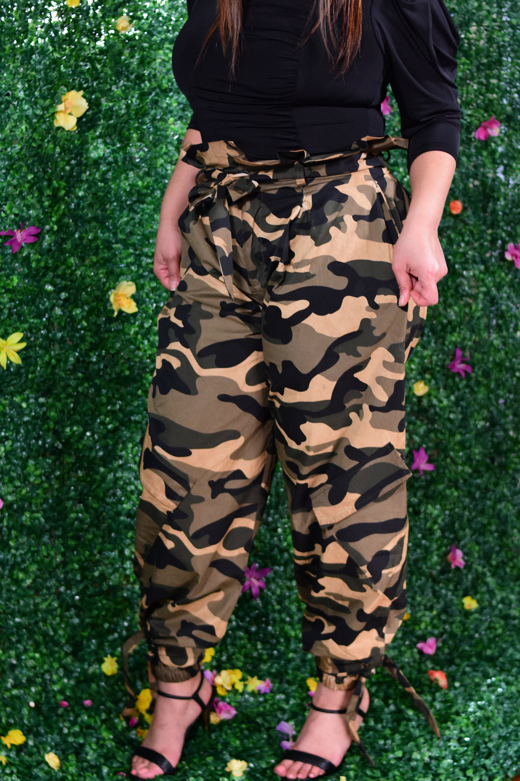 Camo Paper Bag Waist Pants 